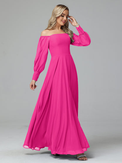 Mirabelle Off Shoulder Long Sleeves Chiffon Bridesmaid Dresses