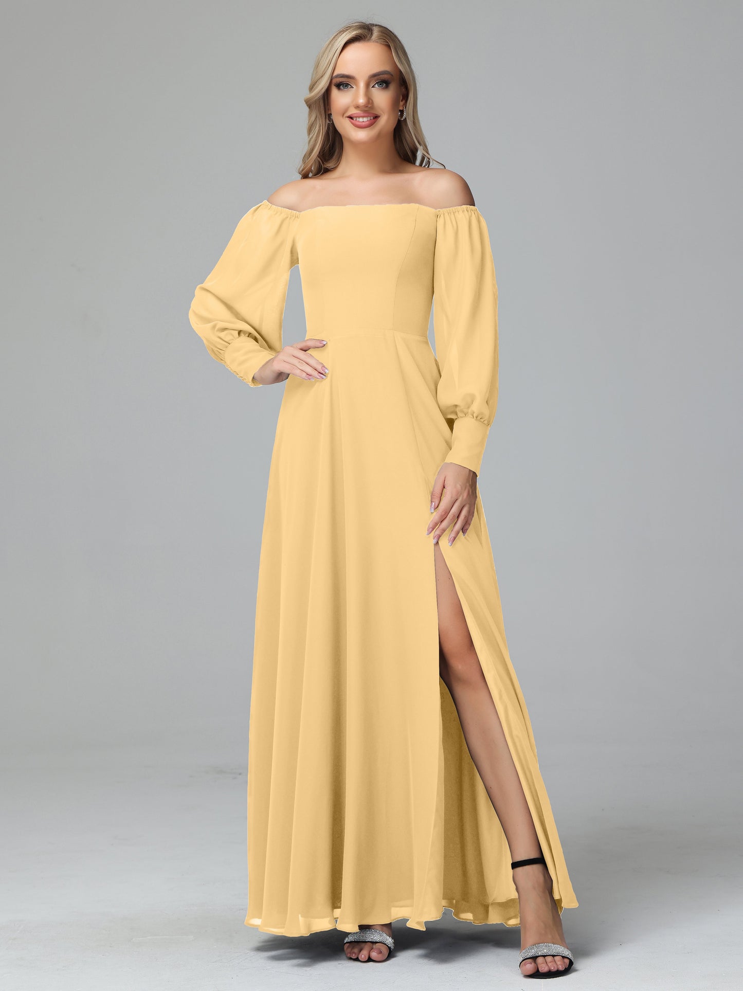 Mirabelle Off Shoulder Long Sleeves Chiffon Bridesmaid Dresses