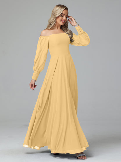 Mirabelle Off Shoulder Long Sleeves Chiffon Bridesmaid Dresses