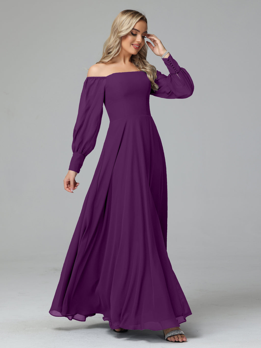 Mirabelle Off Shoulder Long Sleeves Chiffon Bridesmaid Dresses