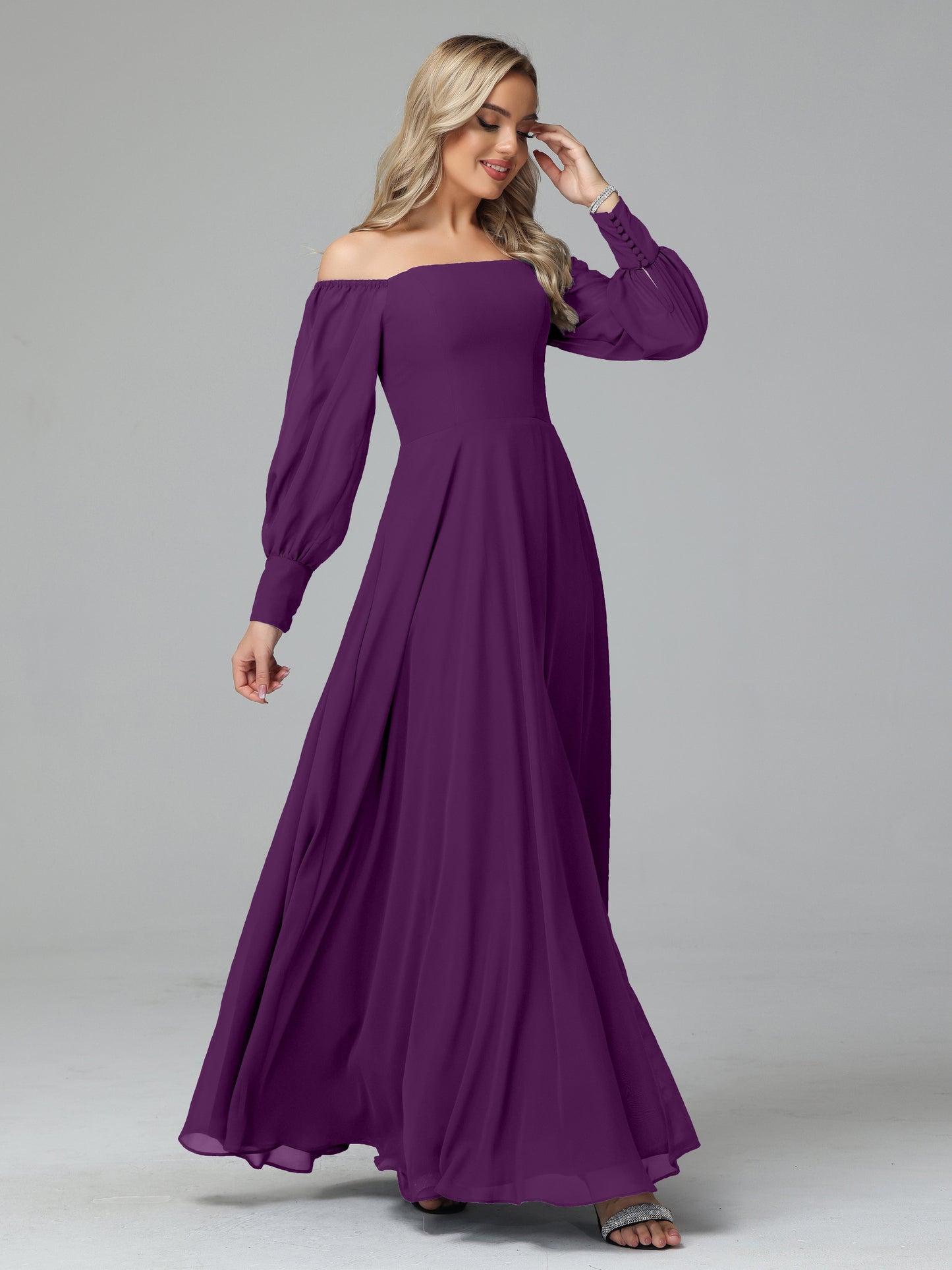 Mirabelle Off Shoulder Long Sleeves Chiffon Bridesmaid Dresses