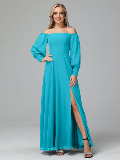 Mirabelle Off Shoulder Long Sleeves Chiffon Bridesmaid Dresses