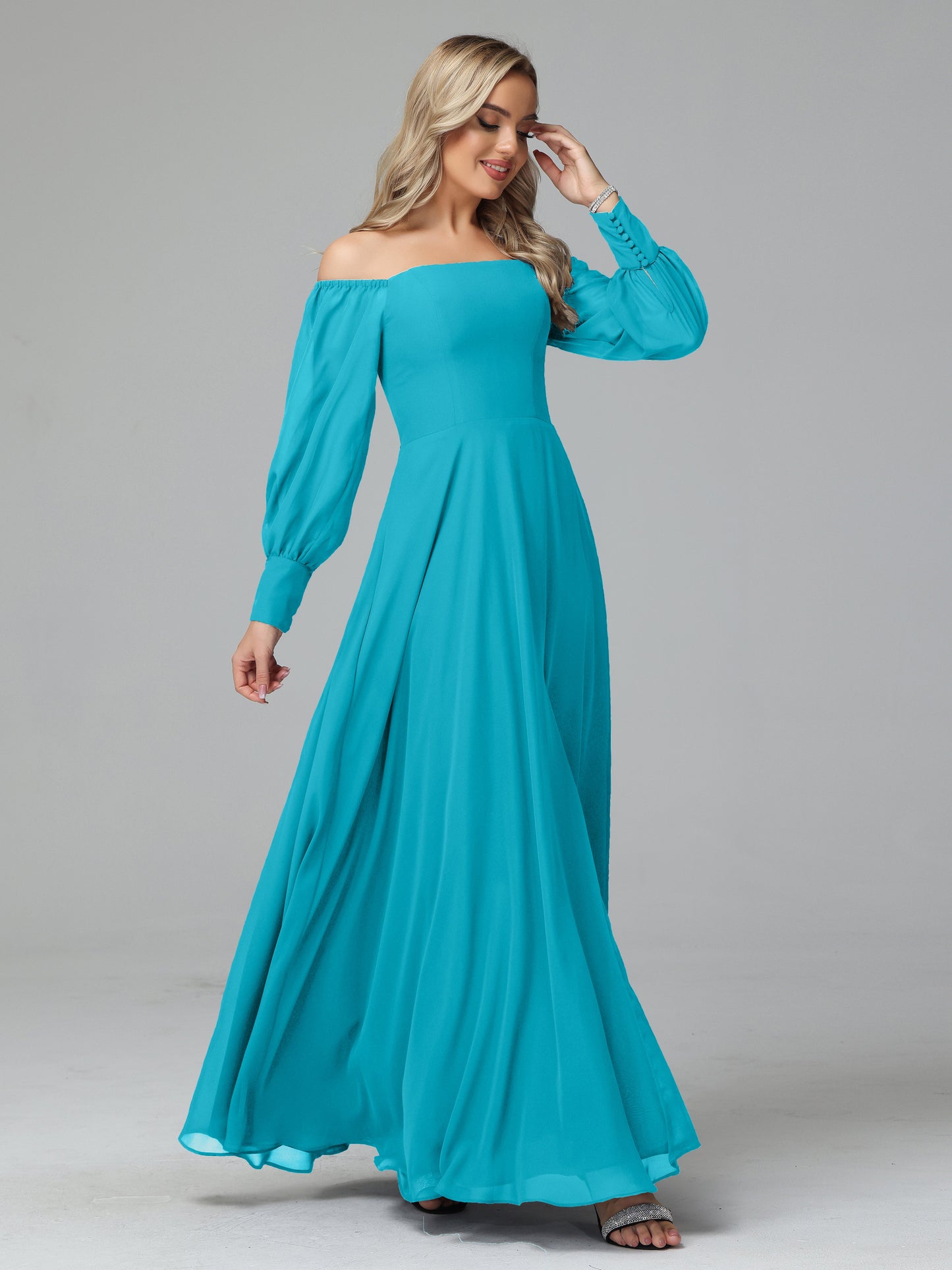Mirabelle Off Shoulder Long Sleeves Chiffon Bridesmaid Dresses