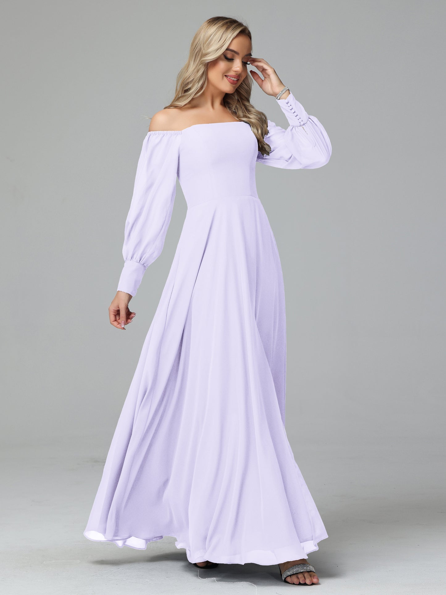 Mirabelle Off Shoulder Long Sleeves Chiffon Bridesmaid Dresses