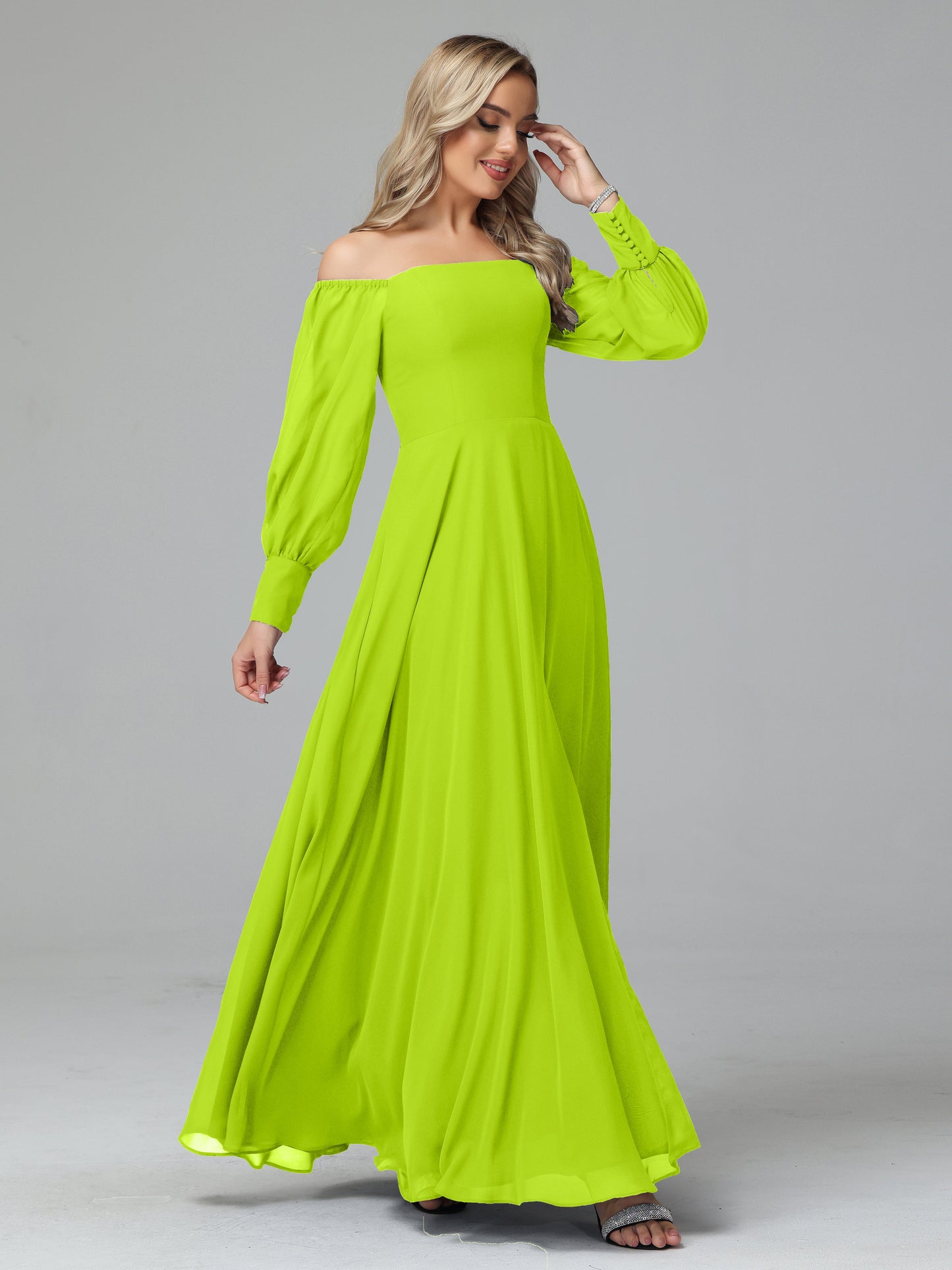 Mirabelle Off Shoulder Long Sleeves Chiffon Bridesmaid Dresses
