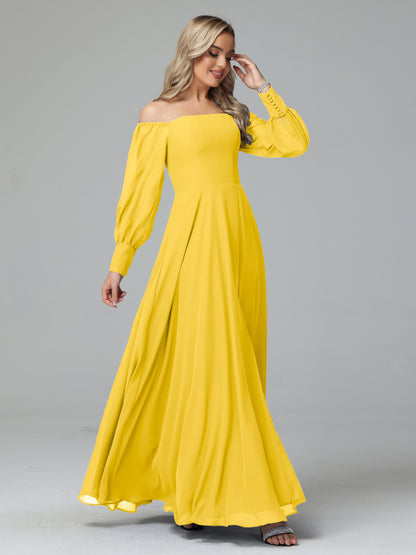 Mirabelle Off Shoulder Long Sleeves Chiffon Bridesmaid Dresses