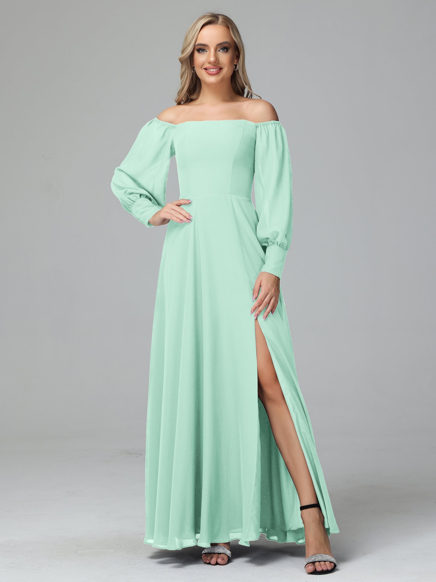 Mirabelle Off Shoulder Long Sleeves Chiffon Bridesmaid Dresses