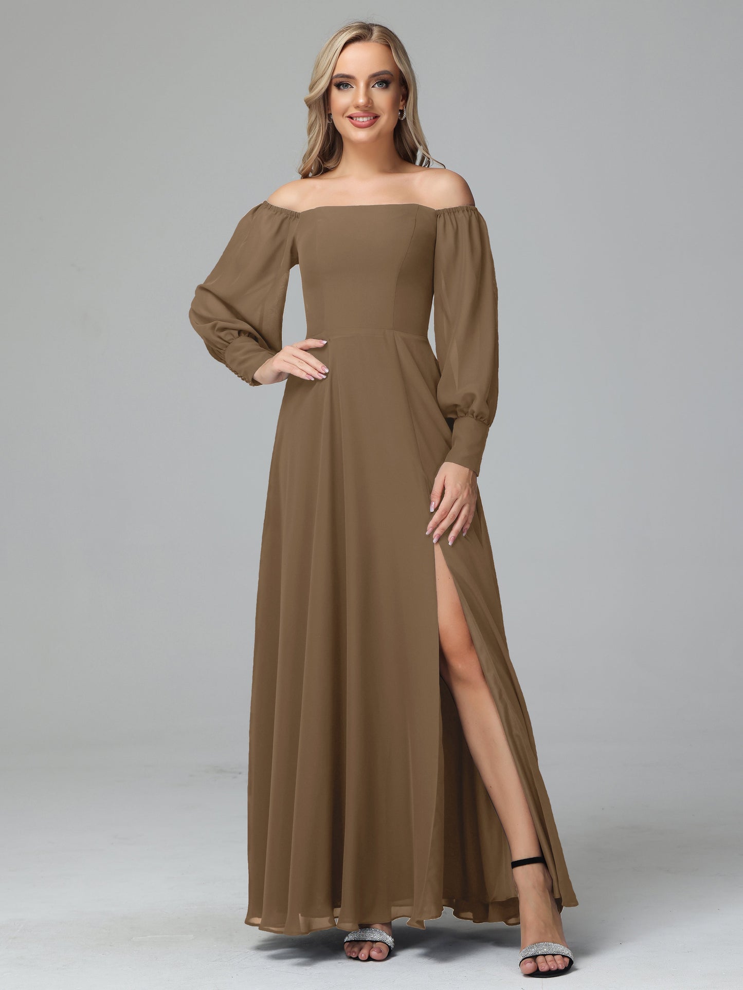 Mirabelle Off Shoulder Long Sleeves Chiffon Bridesmaid Dresses