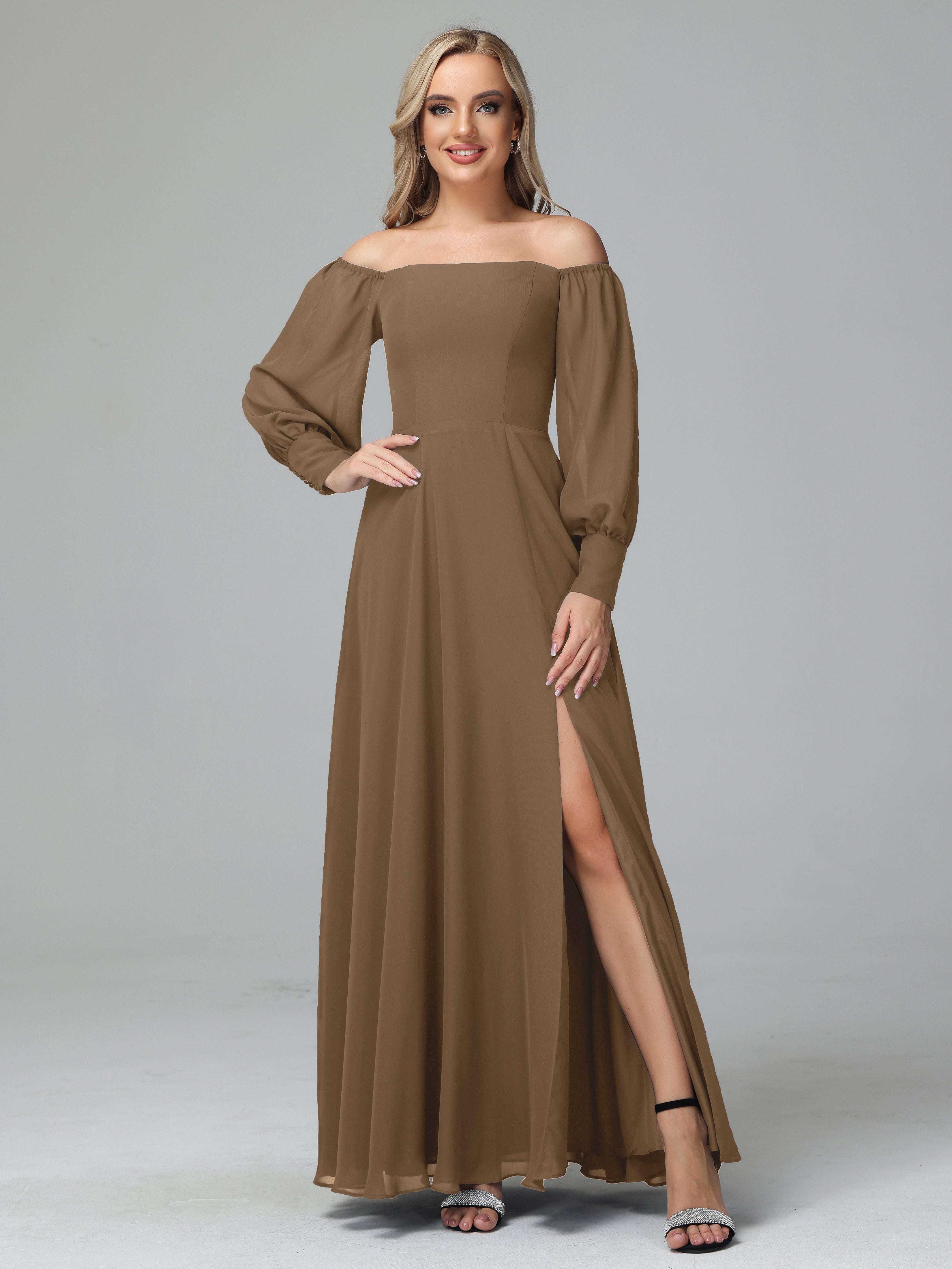 Mirabelle Off Shoulder Long Sleeves Chiffon Bridesmaid Dresses