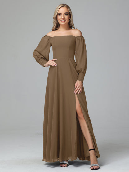 Mirabelle Off Shoulder Long Sleeves Chiffon Bridesmaid Dresses