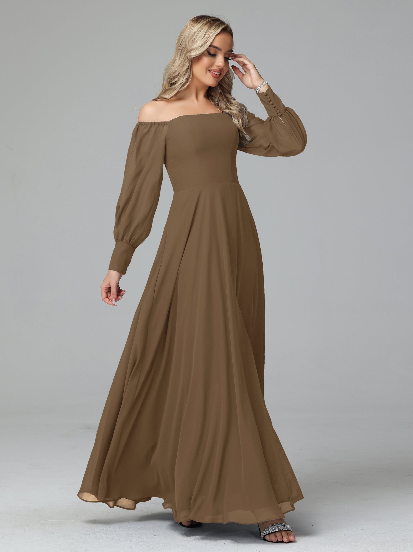 Mirabelle Off Shoulder Long Sleeves Chiffon Bridesmaid Dresses