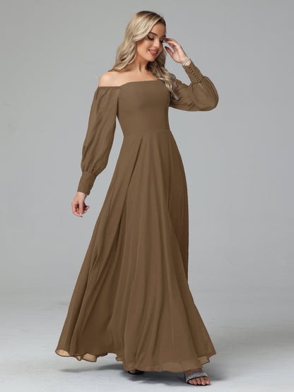 Mirabelle Off Shoulder Long Sleeves Chiffon Bridesmaid Dresses