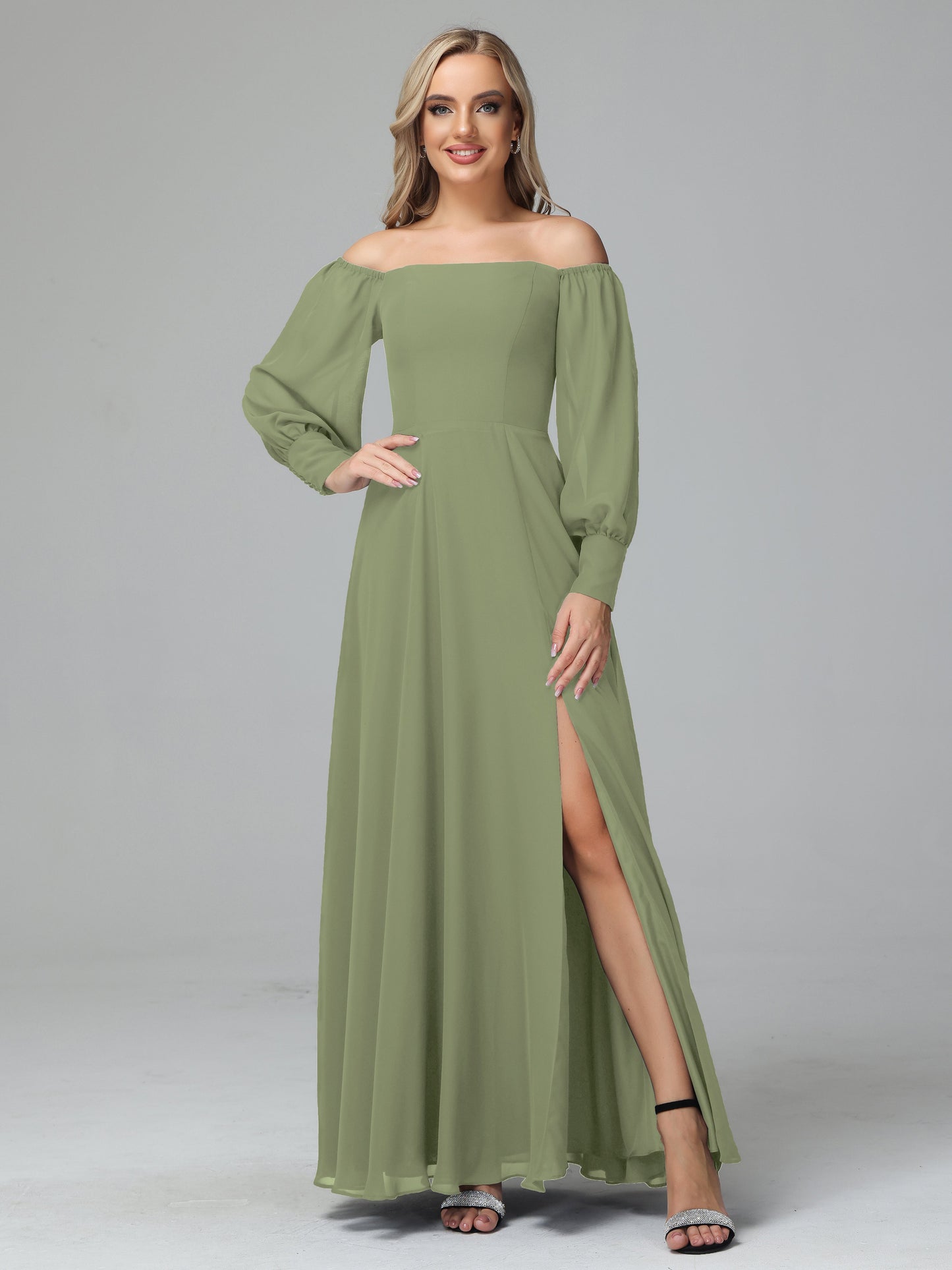 Mirabelle Off Shoulder Long Sleeves Chiffon Bridesmaid Dresses