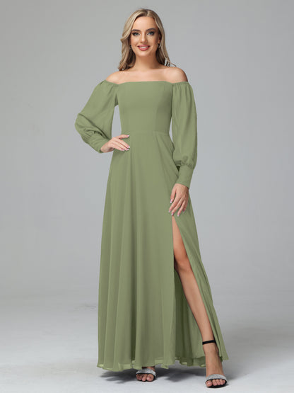 Mirabelle Off Shoulder Long Sleeves Chiffon Bridesmaid Dresses