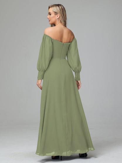 Mirabelle Off Shoulder Long Sleeves Chiffon Bridesmaid Dresses