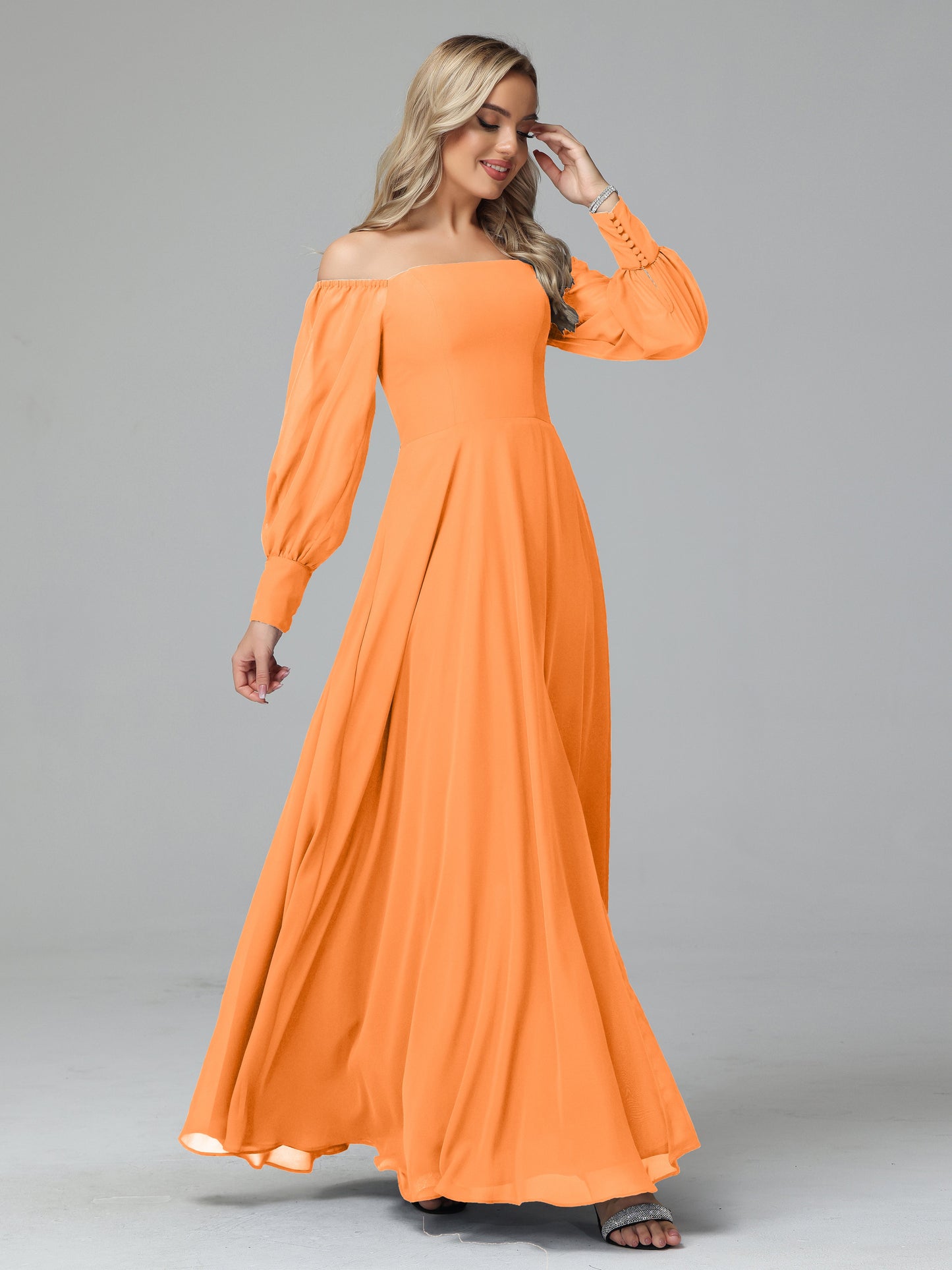 Mirabelle Off Shoulder Long Sleeves Chiffon Bridesmaid Dresses