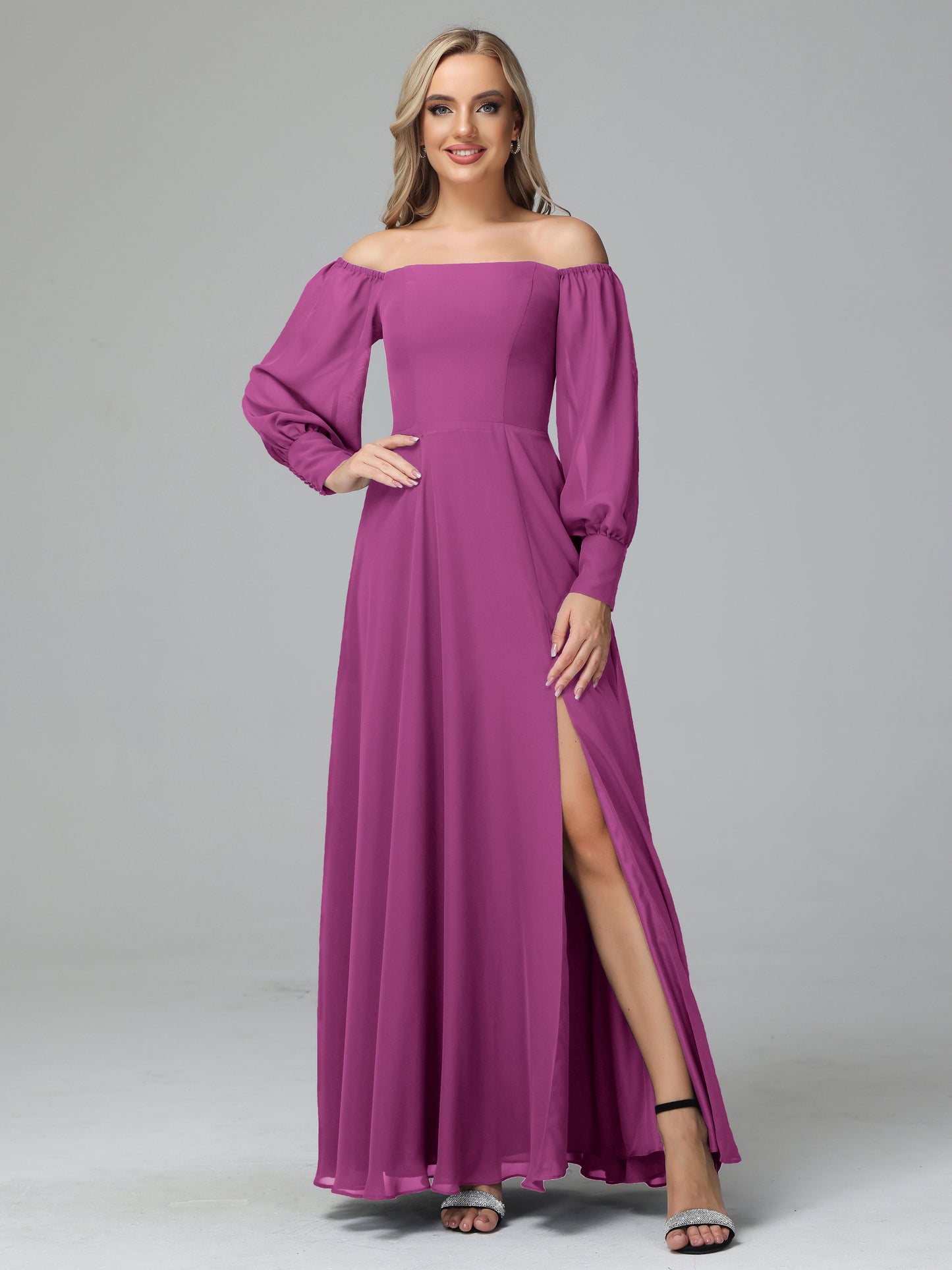 Mirabelle Off Shoulder Long Sleeves Chiffon Bridesmaid Dresses