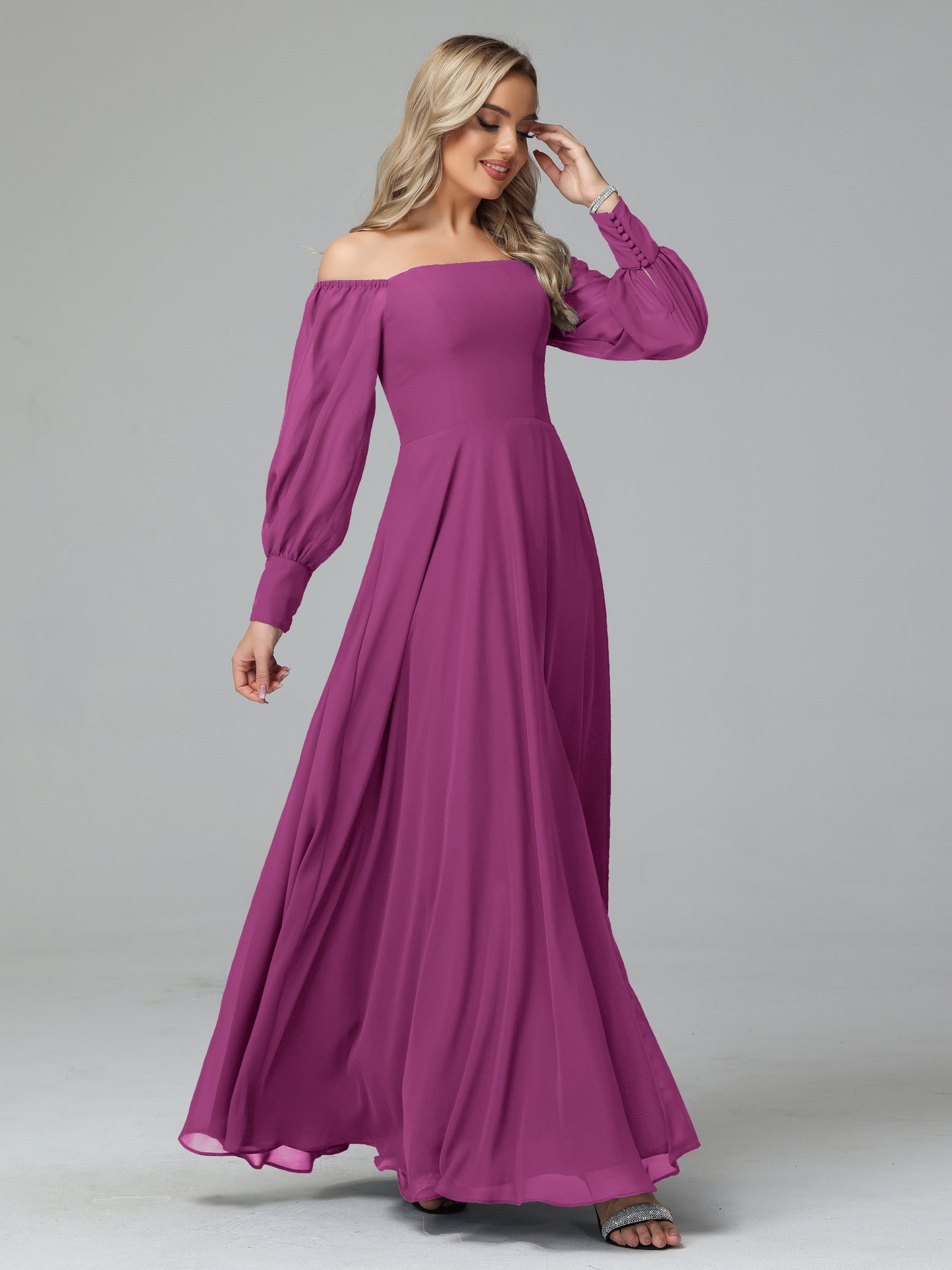 Mirabelle Off Shoulder Long Sleeves Chiffon Bridesmaid Dresses