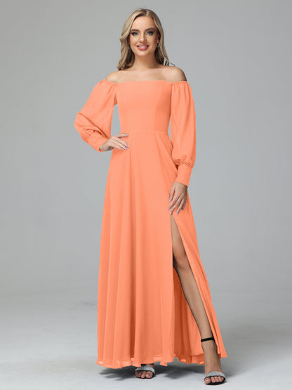 Mirabelle Off Shoulder Long Sleeves Chiffon Bridesmaid Dresses