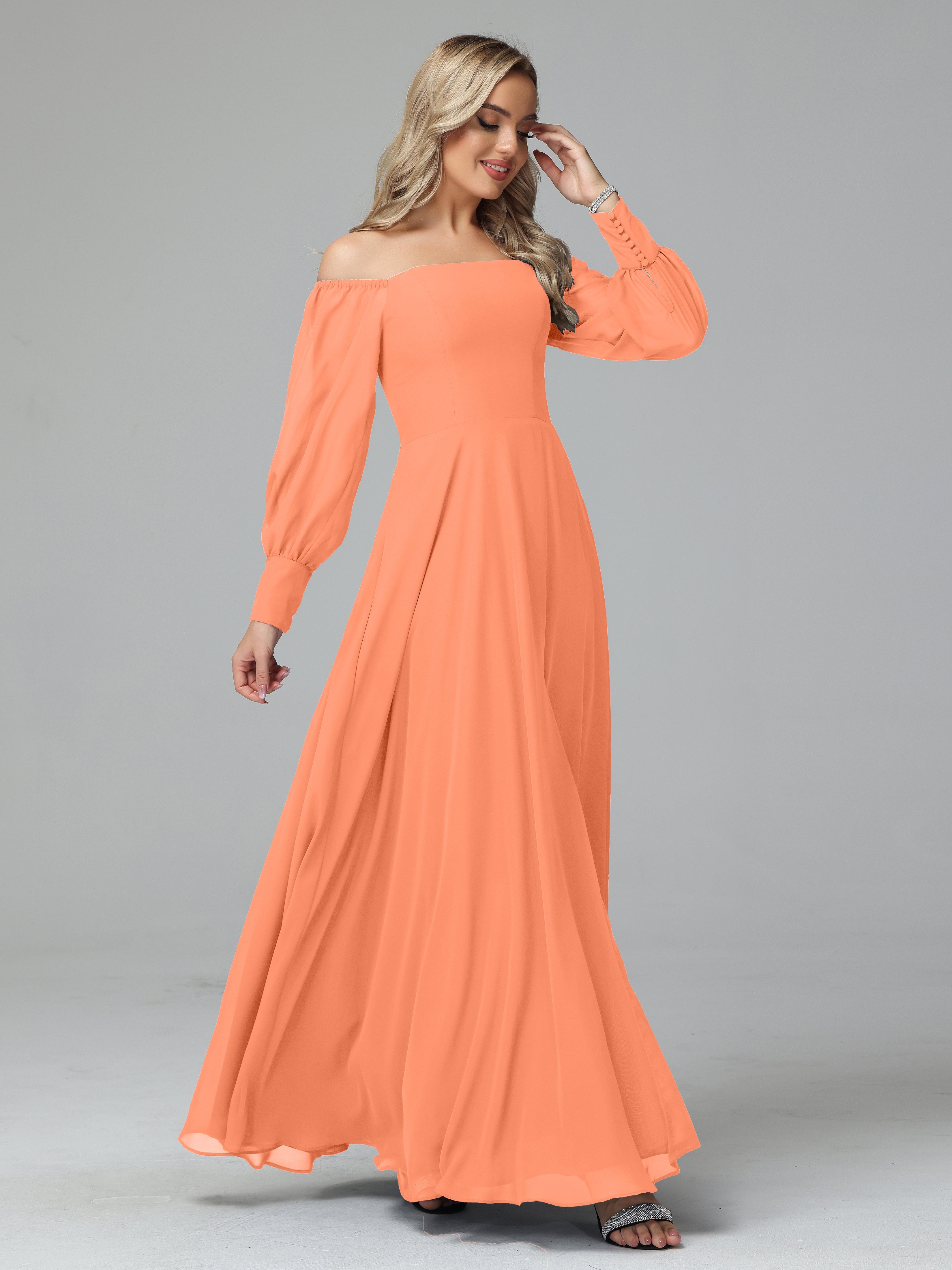 Mirabelle Off Shoulder Long Sleeves Chiffon Bridesmaid Dresses