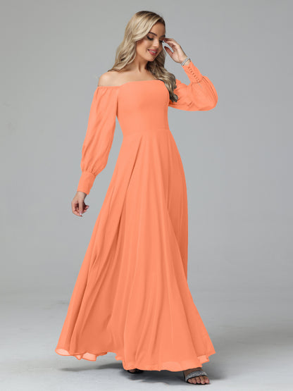 Mirabelle Off Shoulder Long Sleeves Chiffon Bridesmaid Dresses