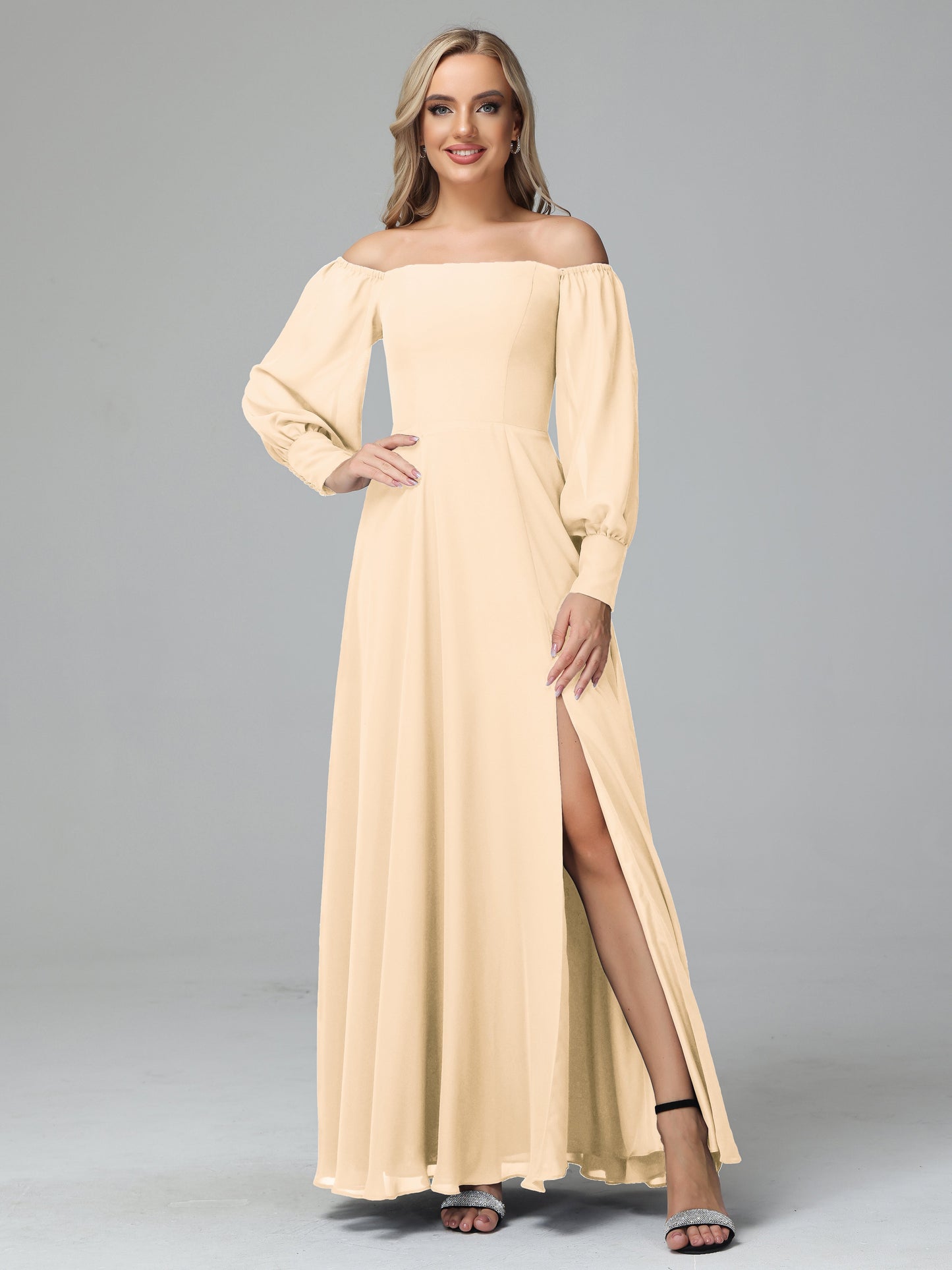 Mirabelle Off Shoulder Long Sleeves Chiffon Bridesmaid Dresses