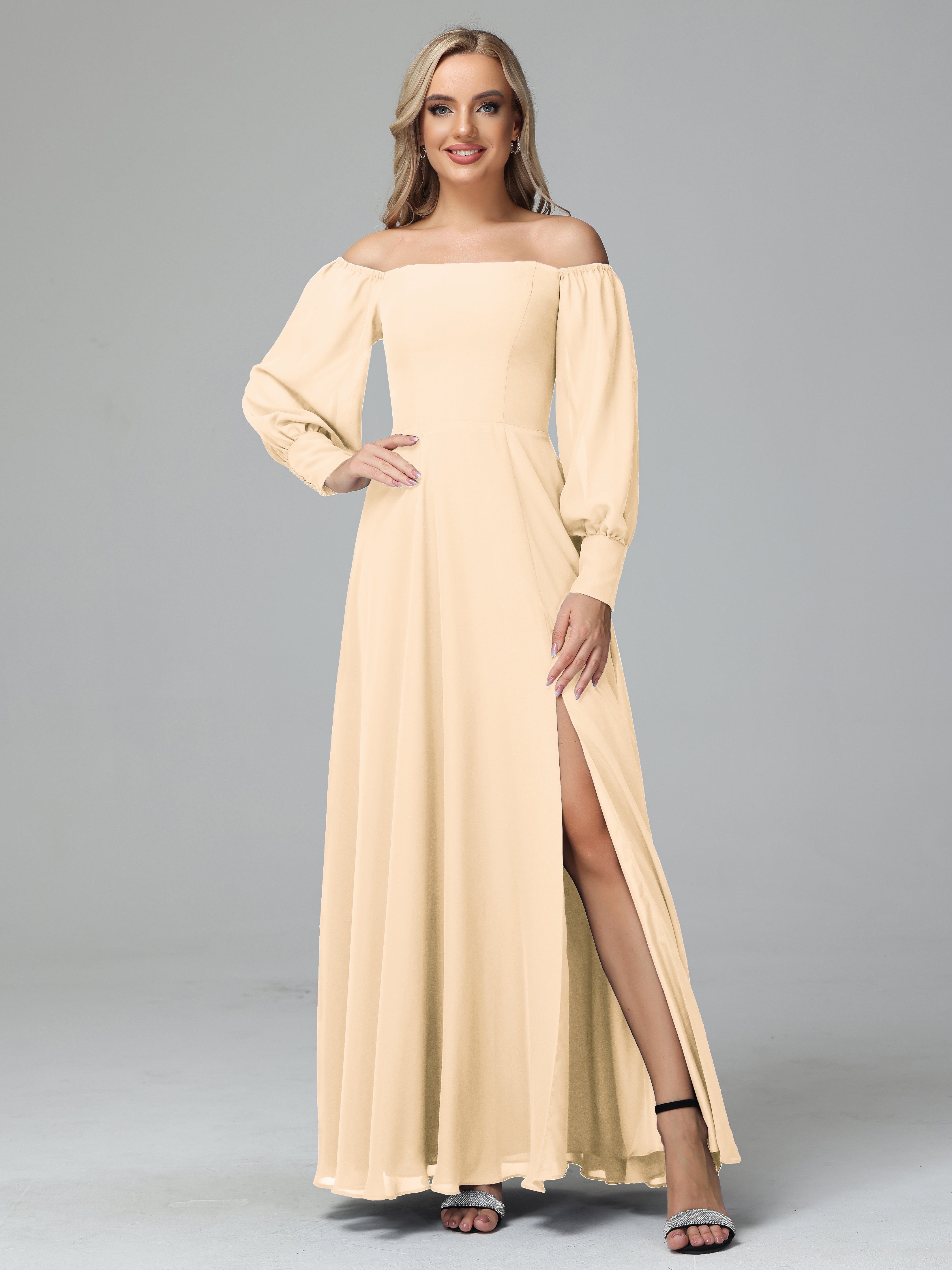 Mirabelle Off Shoulder Long Sleeves Chiffon Bridesmaid Dresses