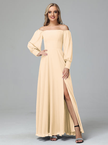 Mirabelle Off Shoulder Long Sleeves Chiffon Bridesmaid Dresses