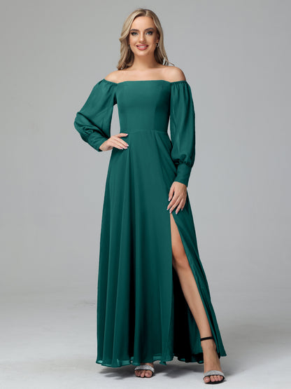 Mirabelle Off Shoulder Long Sleeves Chiffon Bridesmaid Dresses