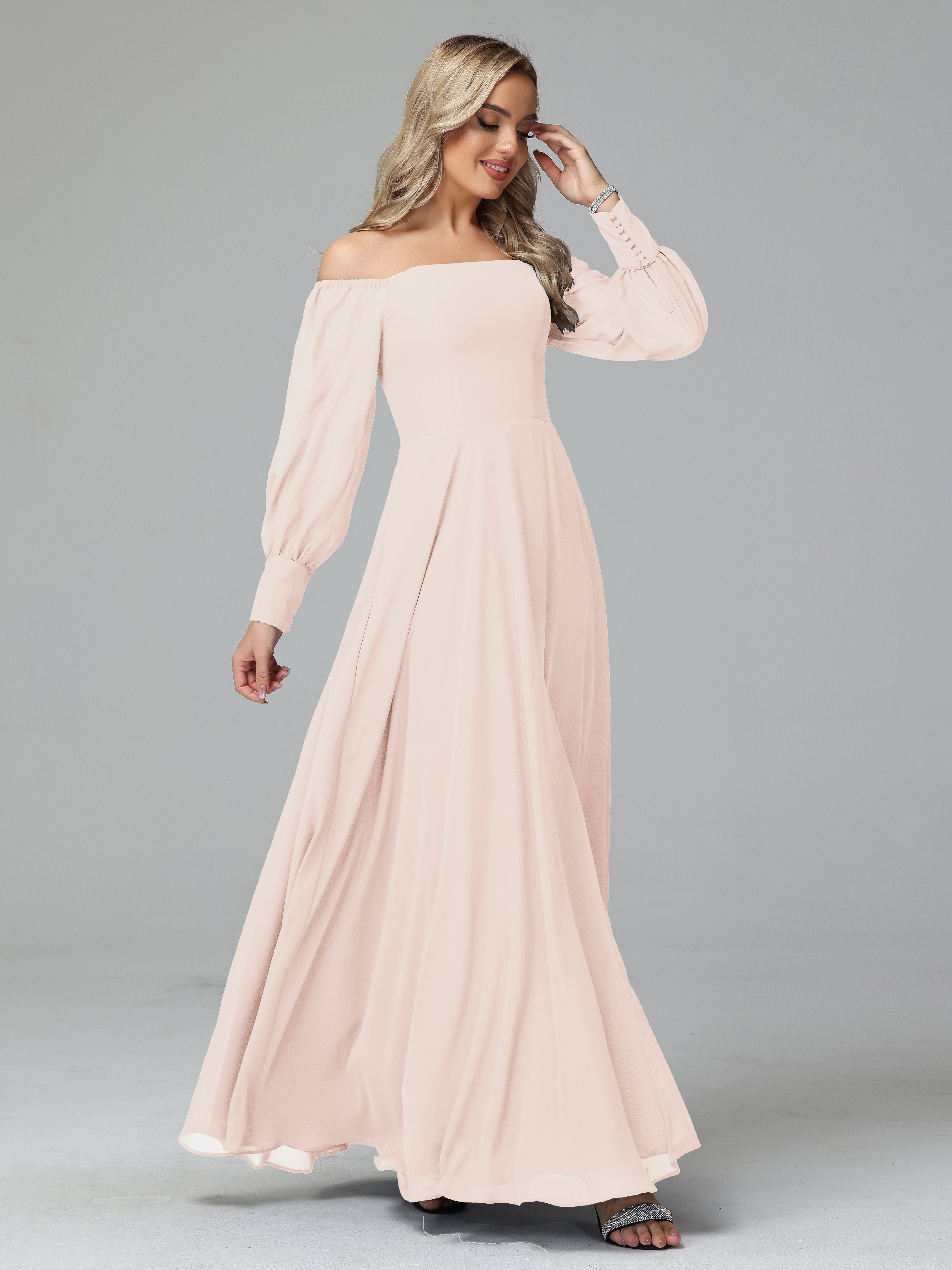 Mirabelle Off Shoulder Long Sleeves Chiffon Bridesmaid Dresses