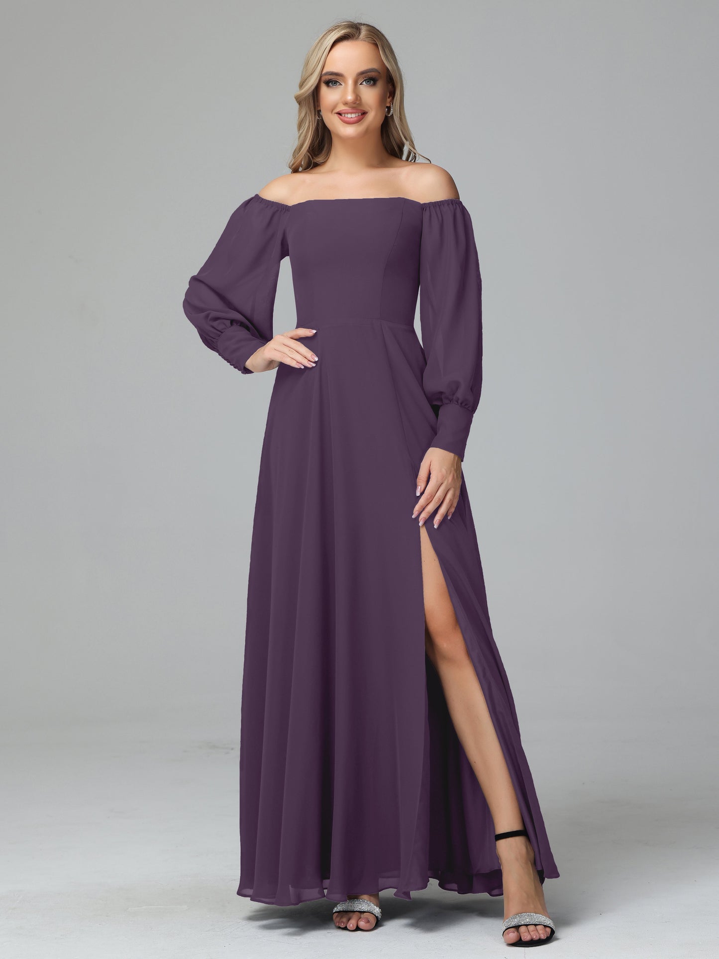 Mirabelle Off Shoulder Long Sleeves Chiffon Bridesmaid Dresses