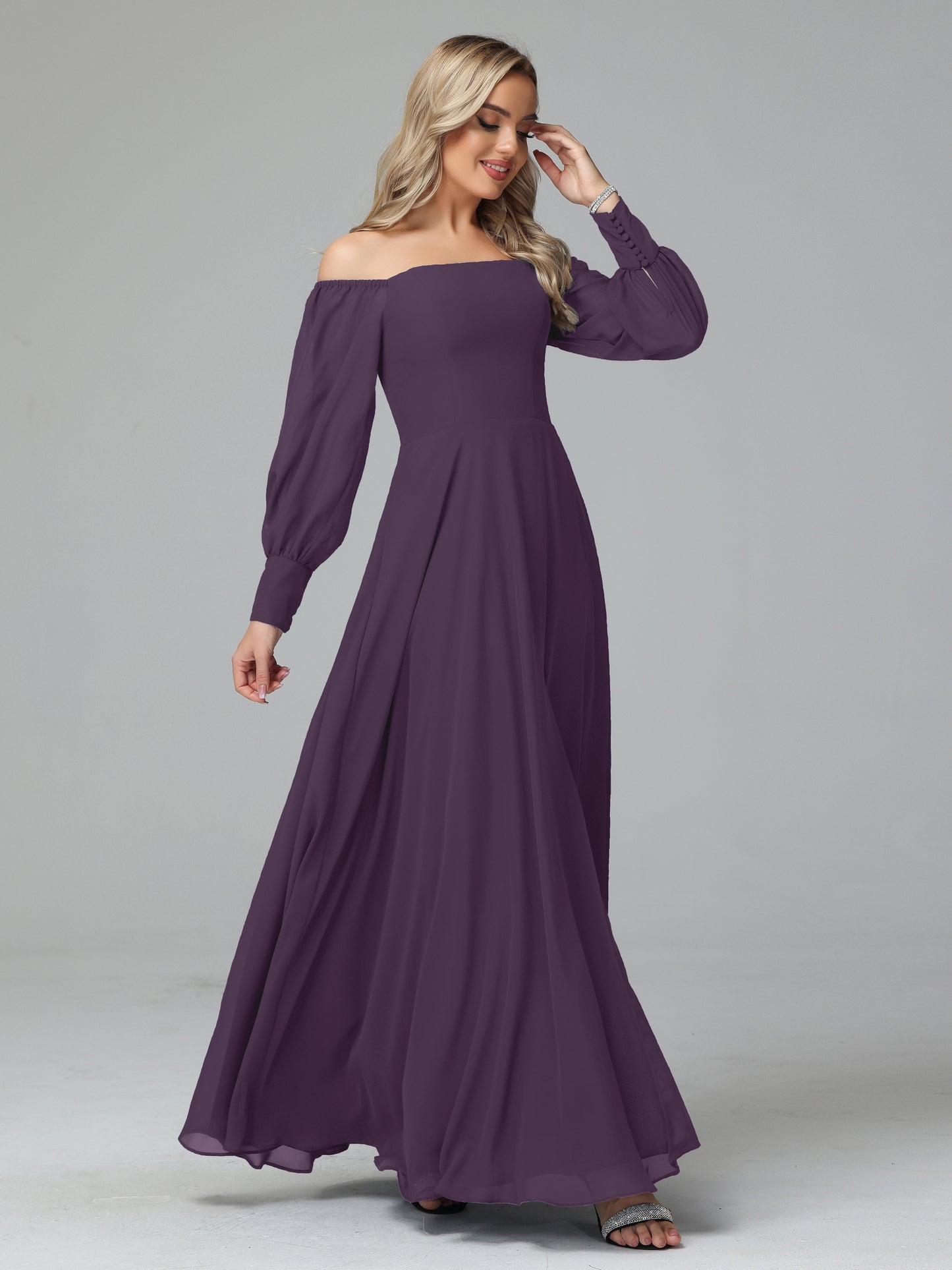 Mirabelle Off Shoulder Long Sleeves Chiffon Bridesmaid Dresses