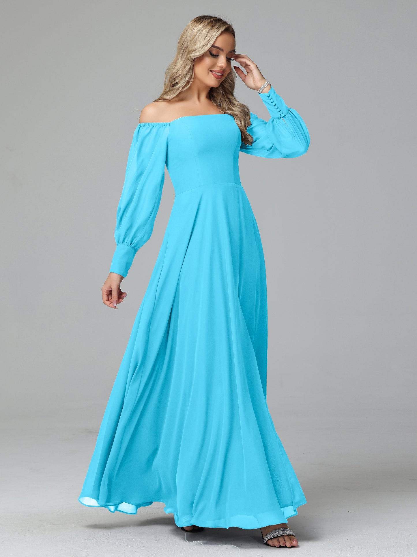 Mirabelle Off Shoulder Long Sleeves Chiffon Bridesmaid Dresses