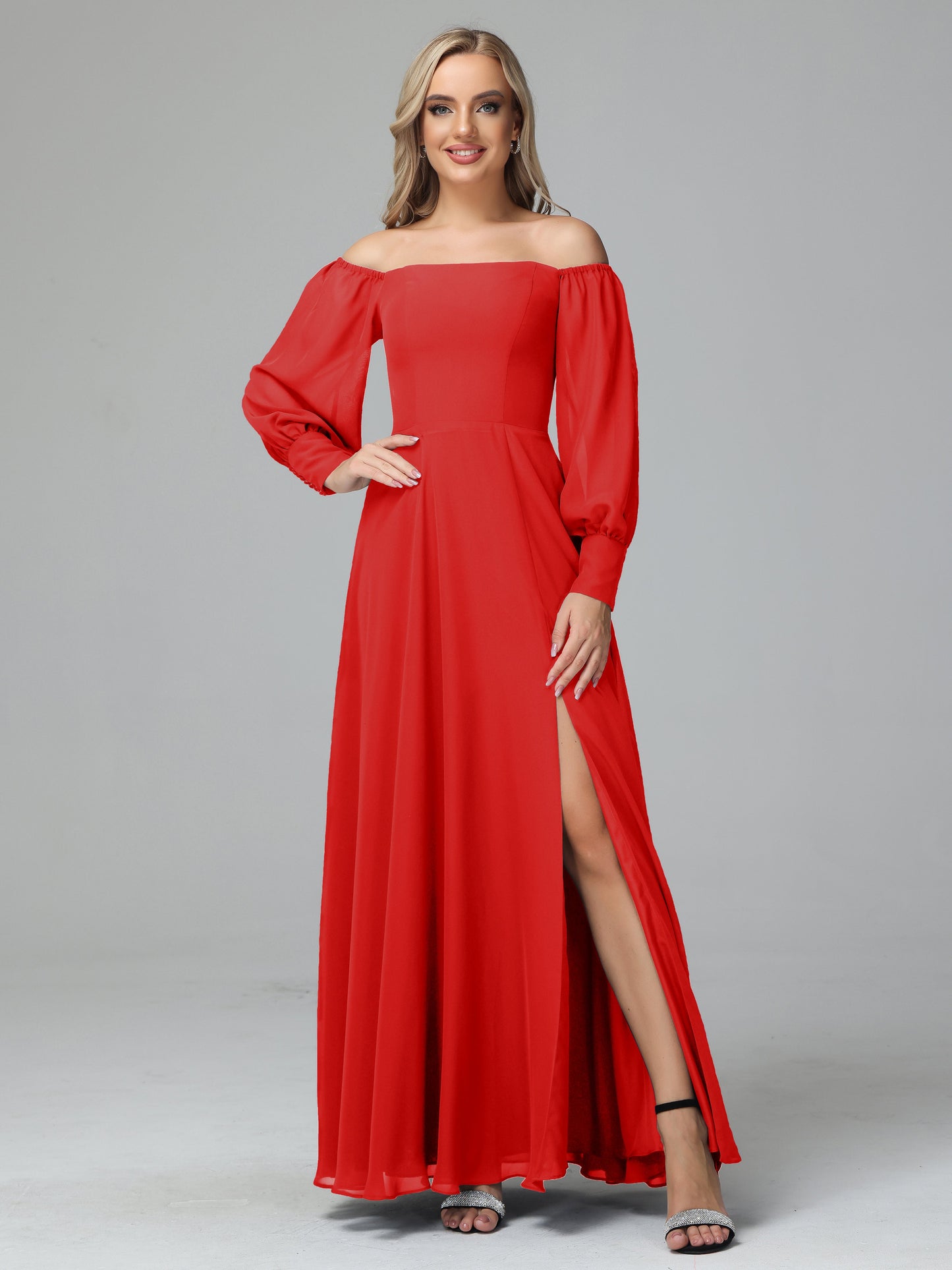 Mirabelle Off Shoulder Long Sleeves Chiffon Bridesmaid Dresses