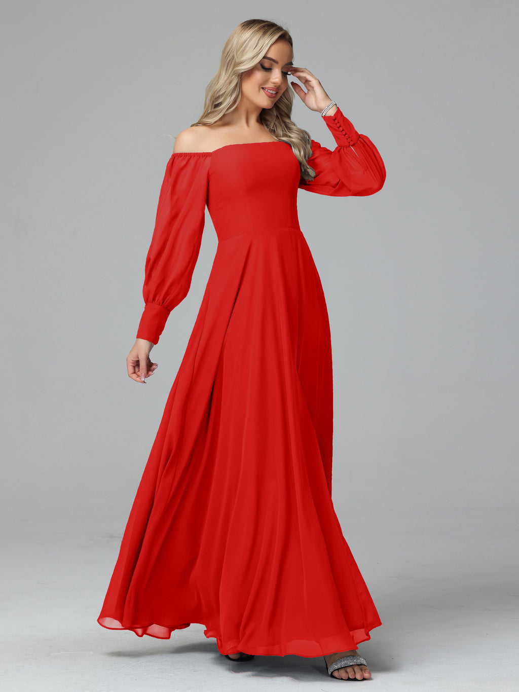 Mirabelle Off Shoulder Long Sleeves Chiffon Bridesmaid Dresses