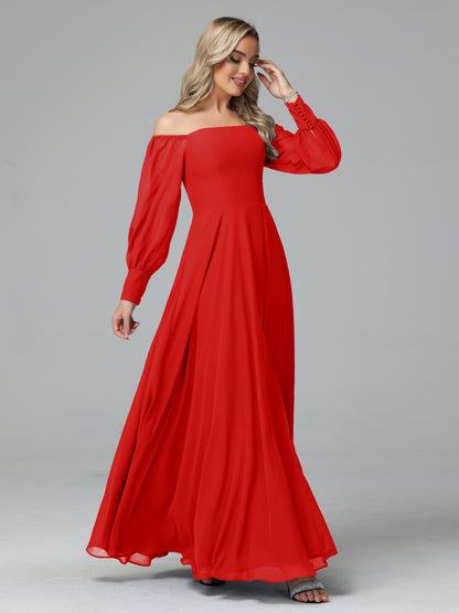 Mirabelle Off Shoulder Long Sleeves Chiffon Bridesmaid Dresses