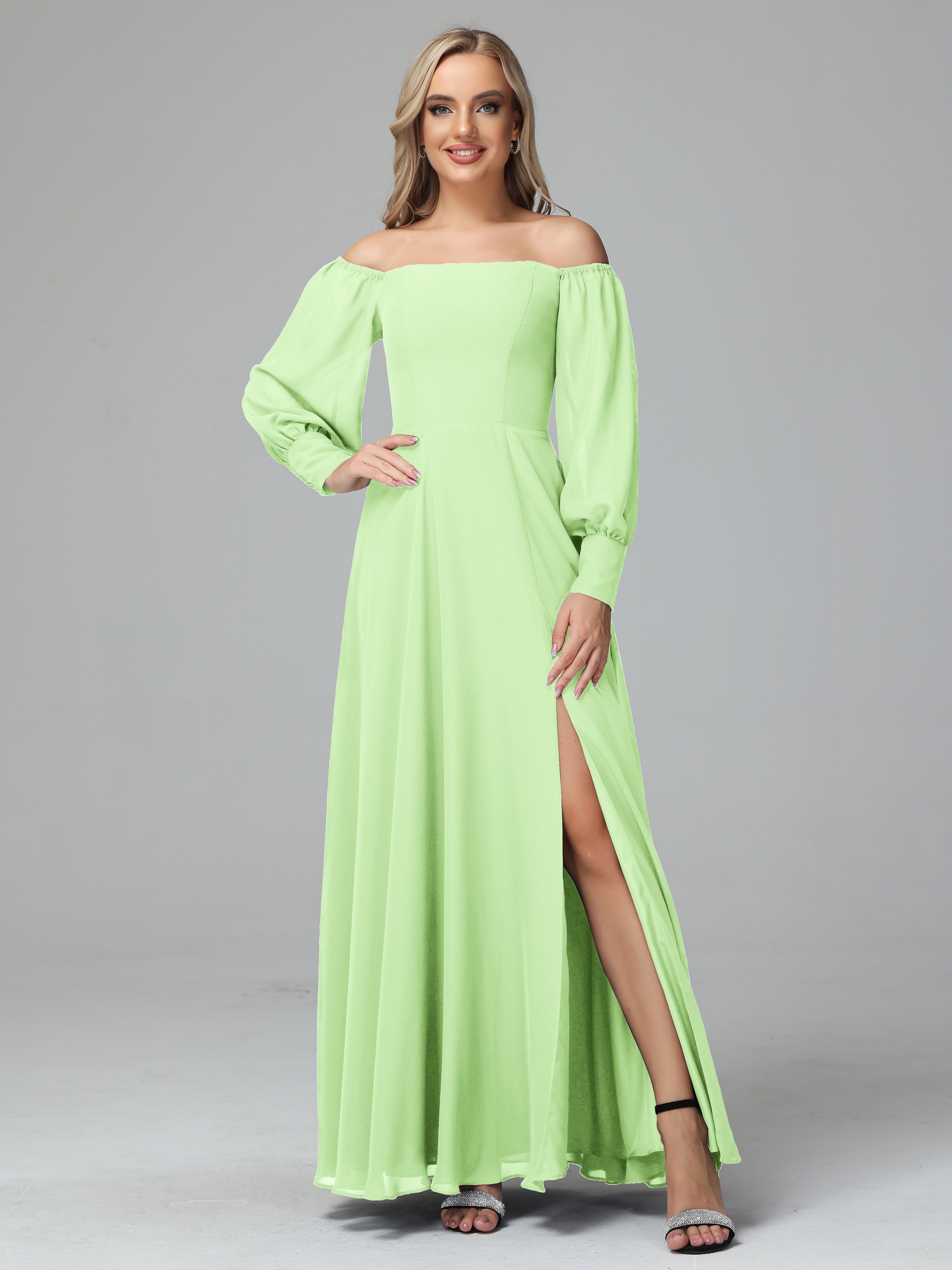 Mirabelle Off Shoulder Long Sleeves Chiffon Bridesmaid Dresses