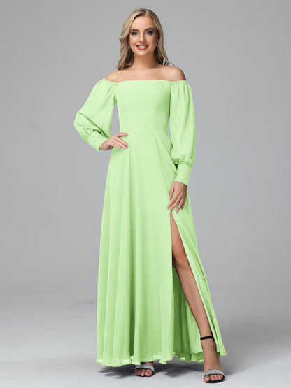Mirabelle Off Shoulder Long Sleeves Chiffon Bridesmaid Dresses