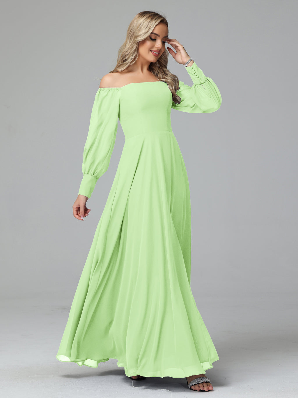 Mirabelle Off Shoulder Long Sleeves Chiffon Bridesmaid Dresses