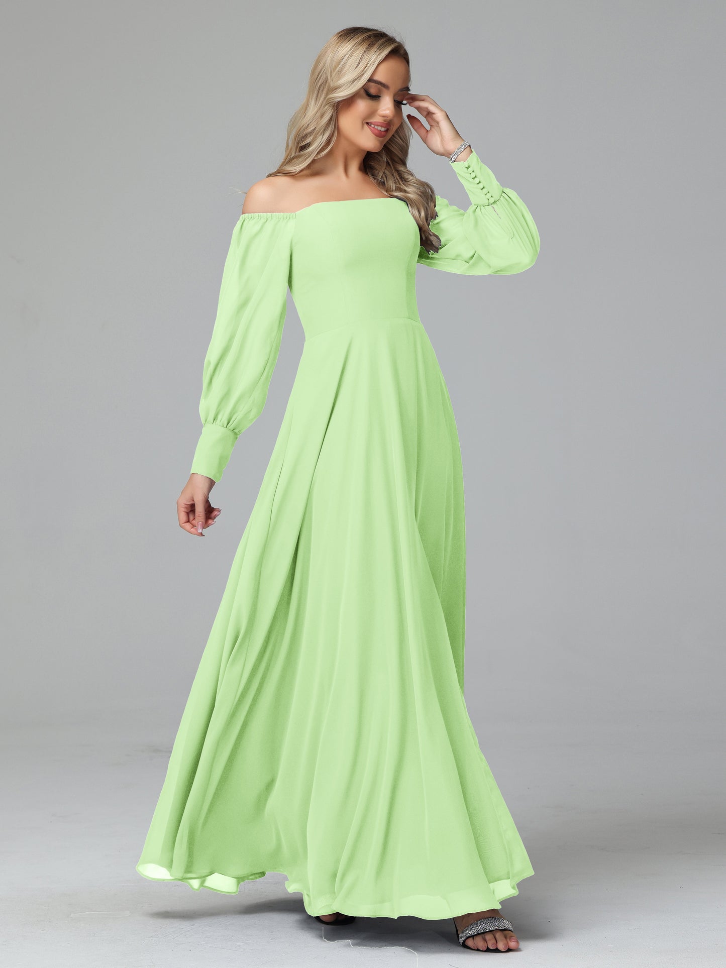 Mirabelle Off Shoulder Long Sleeves Chiffon Bridesmaid Dresses