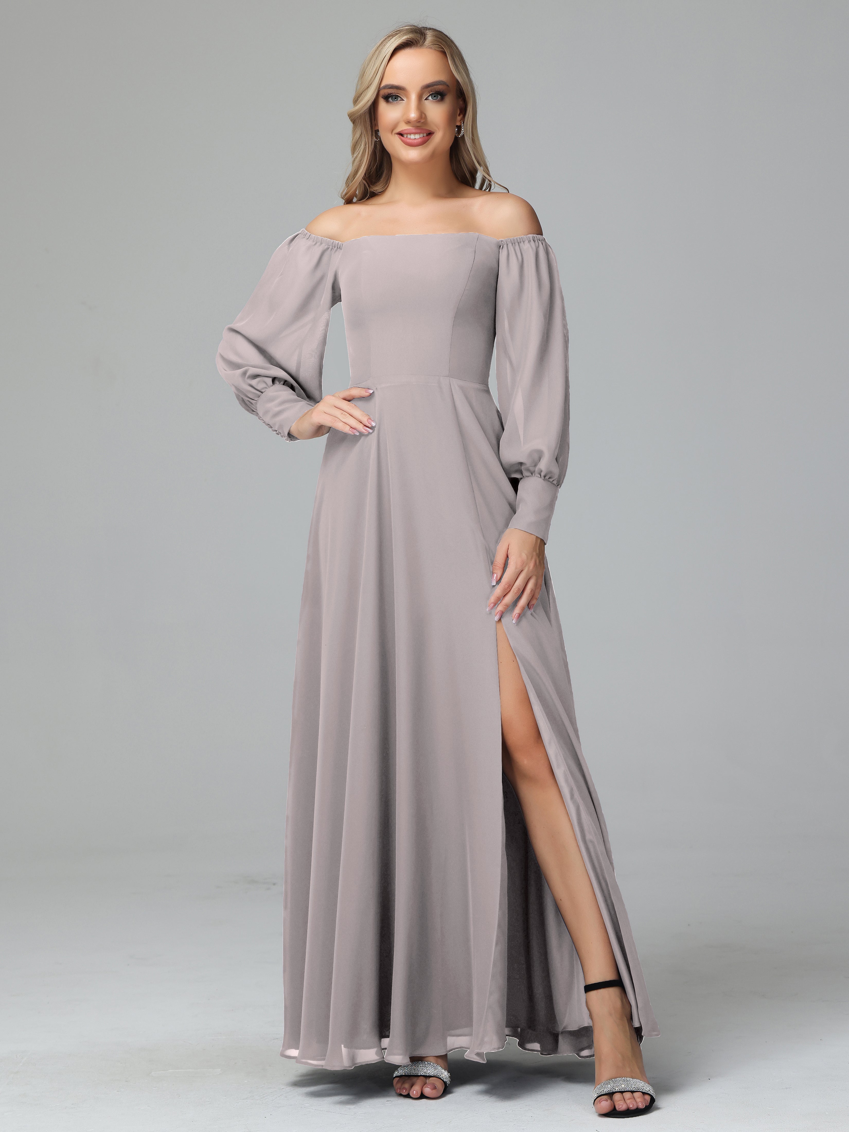 Mirabelle Off Shoulder Long Sleeves Chiffon Bridesmaid Dresses