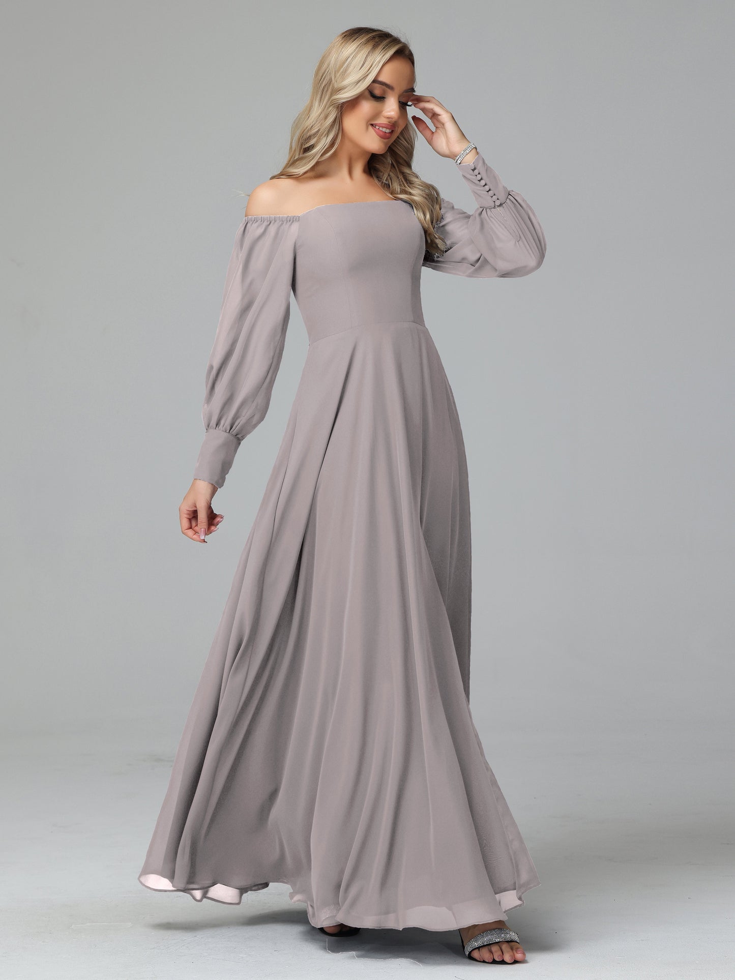 Mirabelle Off Shoulder Long Sleeves Chiffon Bridesmaid Dresses