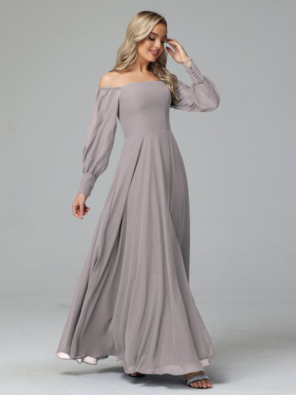 Mirabelle Off Shoulder Long Sleeves Chiffon Bridesmaid Dresses