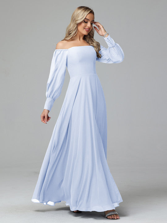 Mirabelle Off Shoulder Long Sleeves Chiffon Bridesmaid Dresses