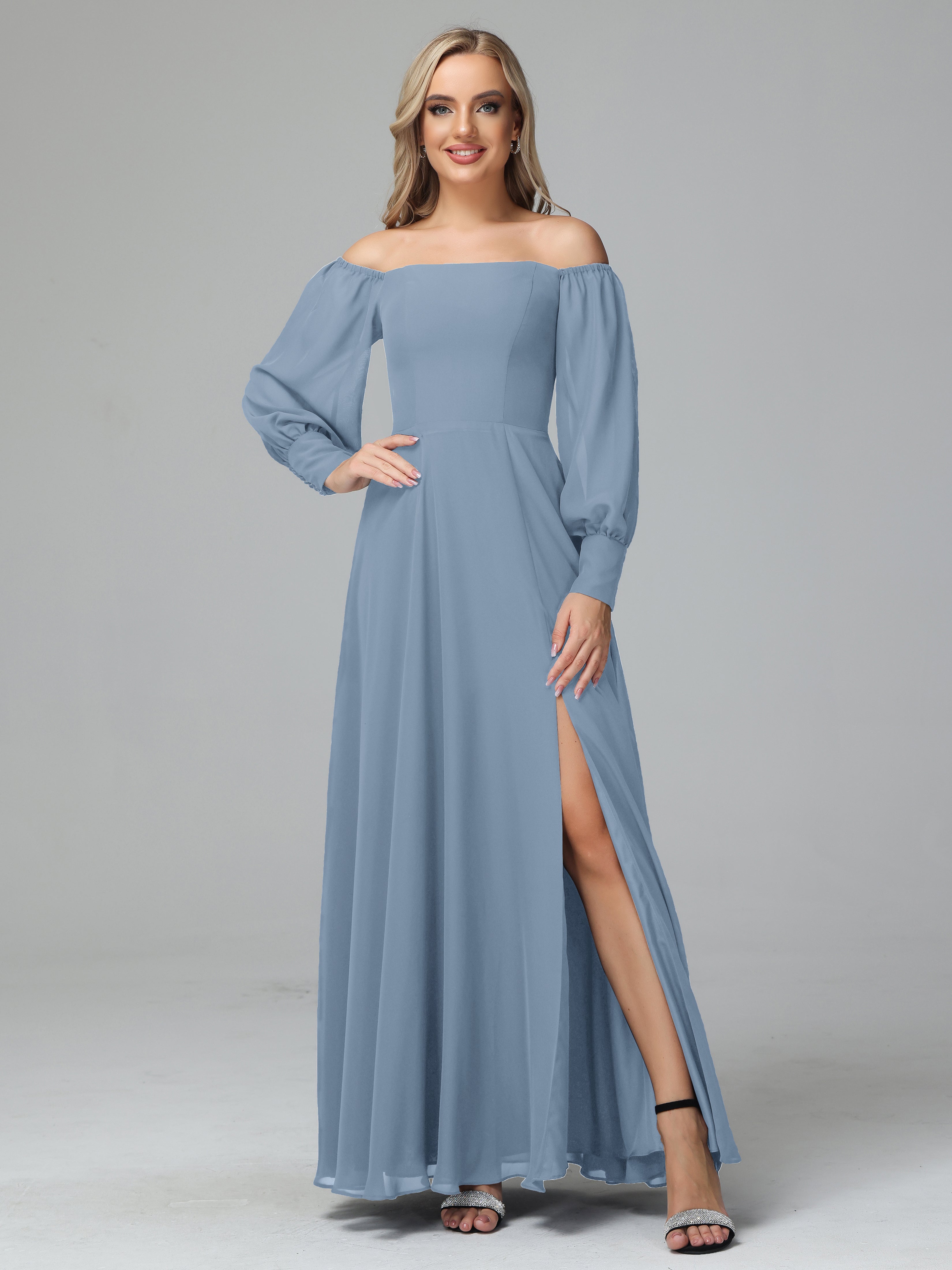 Mirabelle Off Shoulder Long Sleeves Chiffon Bridesmaid Dresses