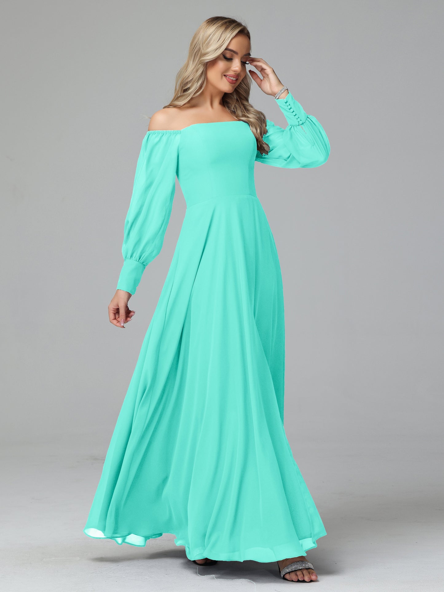 Mirabelle Off Shoulder Long Sleeves Chiffon Bridesmaid Dresses