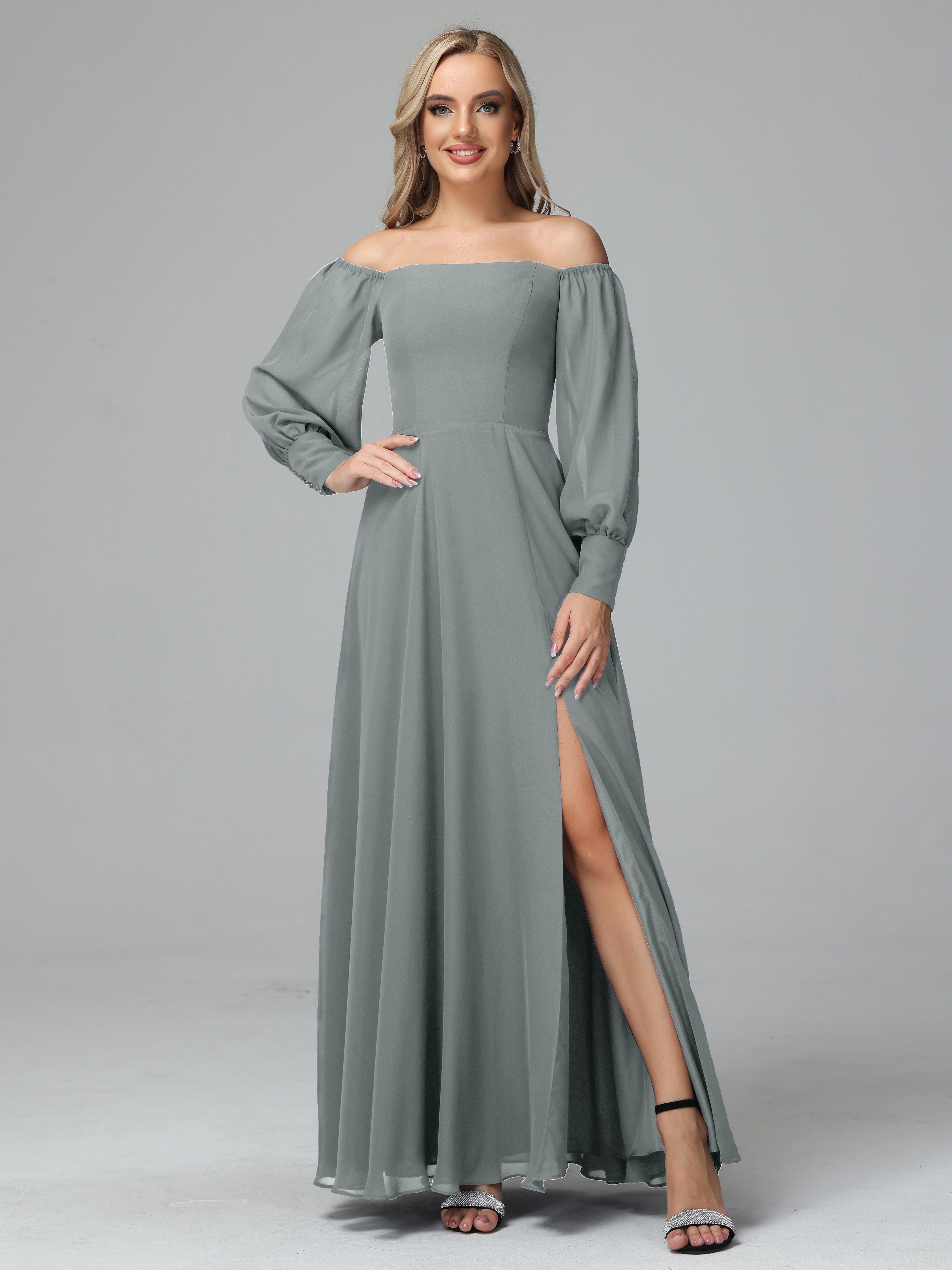 Mirabelle Off Shoulder Long Sleeves Chiffon Bridesmaid Dresses
