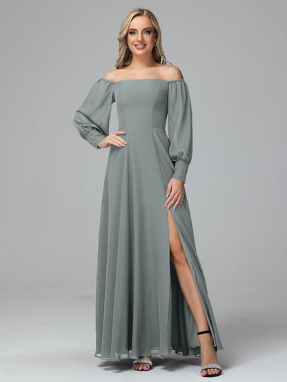 Mirabelle Off Shoulder Long Sleeves Chiffon Bridesmaid Dresses