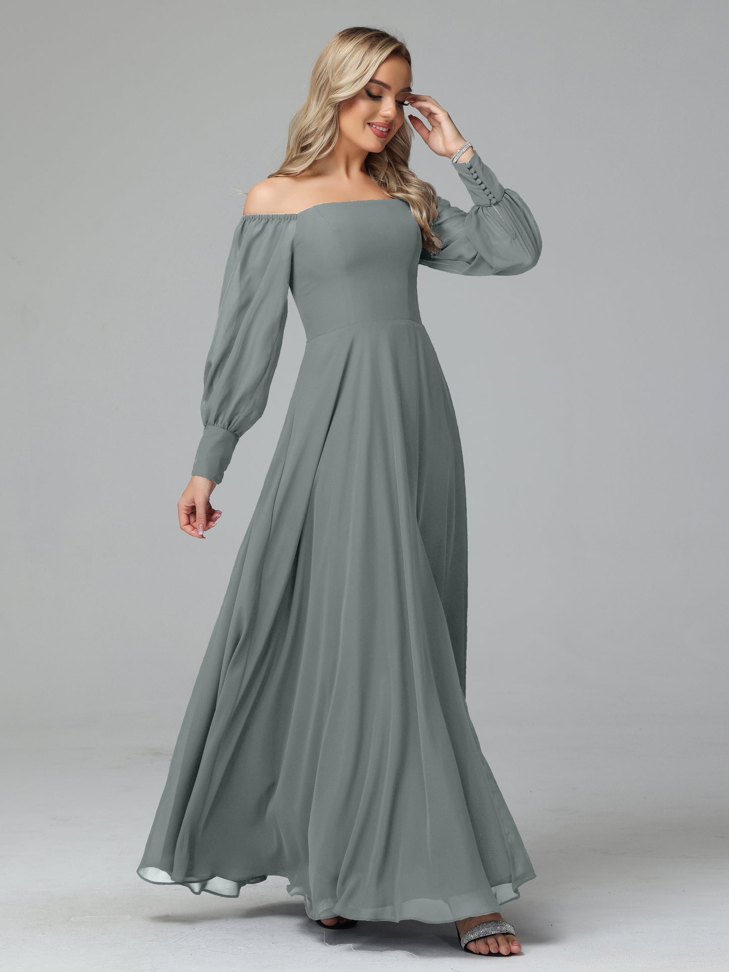 Mirabelle Off Shoulder Long Sleeves Chiffon Bridesmaid Dresses