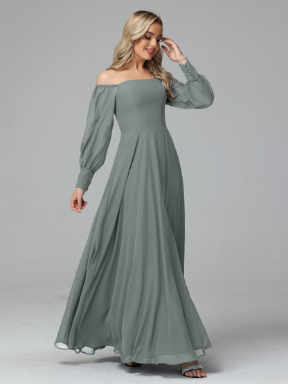 Mirabelle Off Shoulder Long Sleeves Chiffon Bridesmaid Dresses